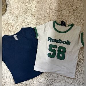Reebok Kids' White Tee with Green Trim and Navy Tee Set